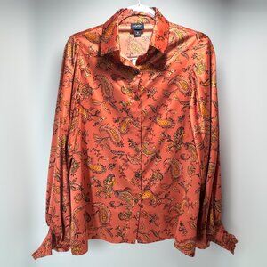 Daytrip Rust Paisley Button Down Blouse Size Small NWT